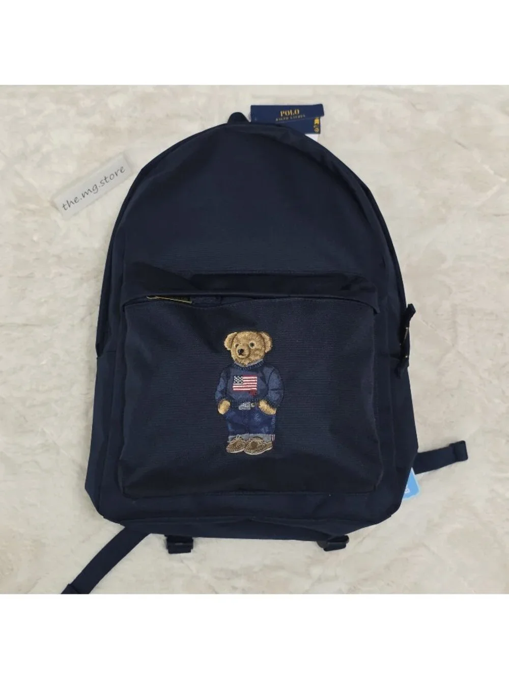 Polo Ralph Lauren Backpack Full Size Laptop Navy Blue Polo Bear School Bag NWT